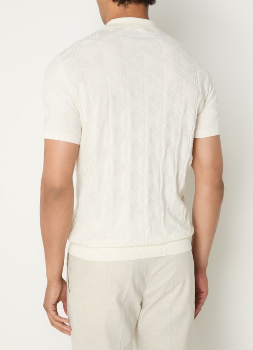 Strellson Vincent regular fit polo met ruitdessin - achterkant 3 beige