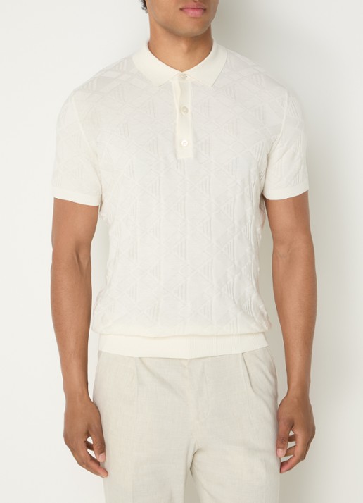 Strellson Vincent regular fit polo met ruitdessin - detail 4 beige