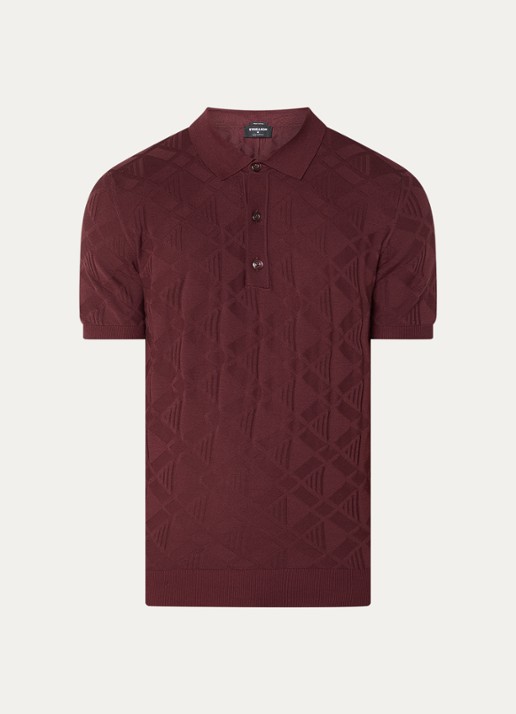 Strellson Vincent regular fit polo met ruitdessin - voorkant bordeauxrood