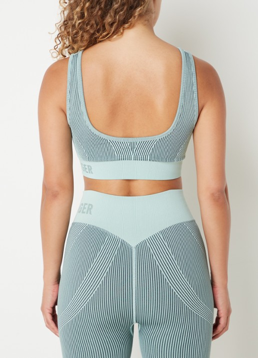 STRONGER Arc Seamless sport bh met medium support - achterkant 3 lichtblauw