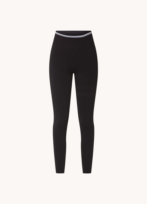 STRONGER High waist trainingslegging met jacquard dessin en streepdetail - voorkant zwart