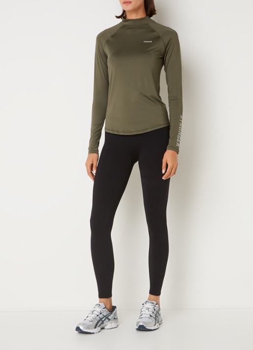 STRONGER High waist trainingslegging met jacquard dessin en streepdetail - voorkant 2 zwart