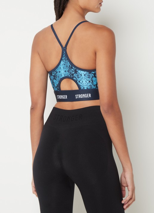 STRONGER Sport bh met light support en slangenprint - achterkant 3 blauw