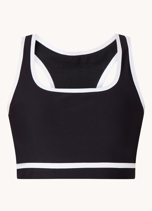 STRONGER Sport bh met medium support en contrastbies - voorkant zwart