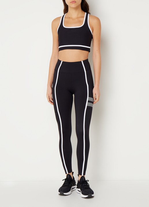 STRONGER Sport bh met medium support en contrastbies - voorkant 2 zwart