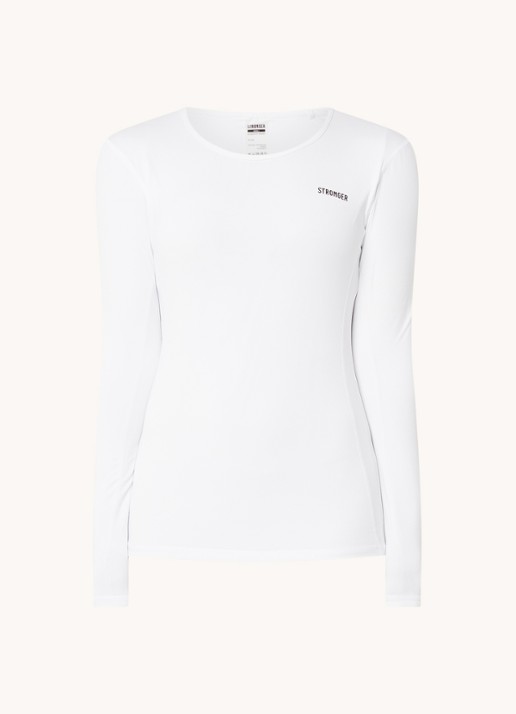 STRONGER Trainings longsleeve met logo - voorkant 2 wit