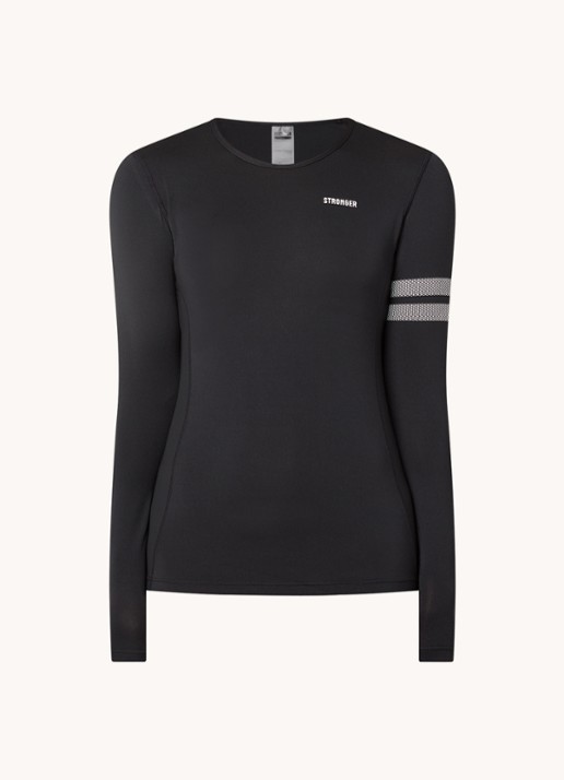 STRONGER Trainings longsleeve met logo - voorkant 3 zwart