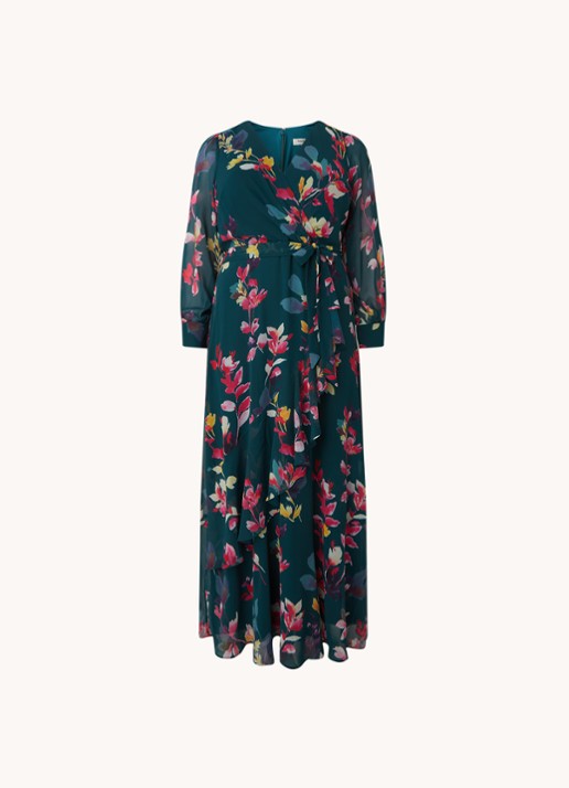 Studio 8 Milana maxi jurk met strikceintuur en bloemenprint - voorkant 2 groen