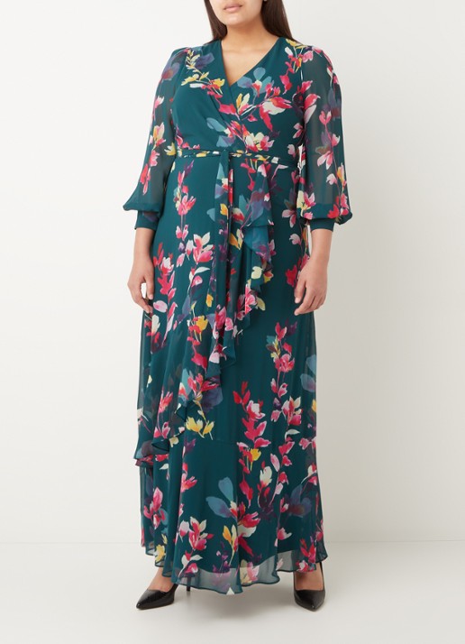 Studio 8 Milana maxi jurk met strikceintuur en bloemenprint - voorkant 3 groen