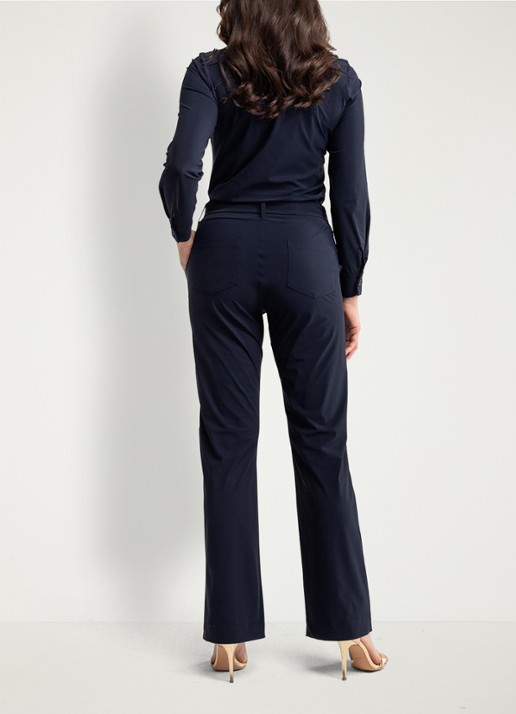 Studio Anneloes Angel straight fit jumpsuit met strikceintuur - achterkant 5 zwart
