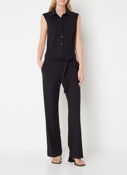 Studio Anneloes Angel straight fit jumpsuit van travelstof - detail 8 zwart