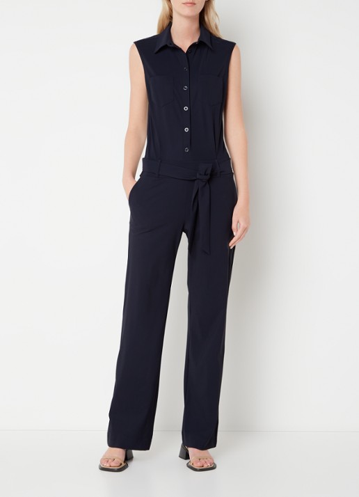 Studio Anneloes Angel straight fit jumpsuit van travelstof - detail 9 donkerblauw