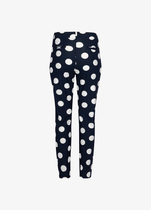 Studio Anneloes Anne high waist slim fit broek met stippenprint - achterkant 4 blauw