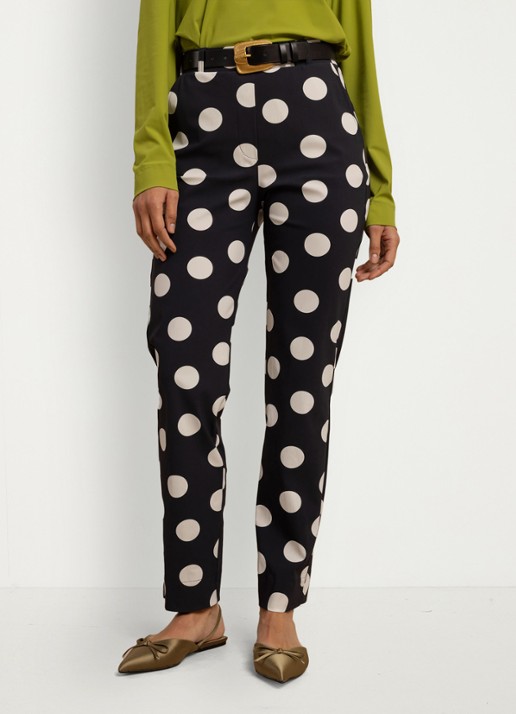 Studio Anneloes Anne high waist slim fit broek met stippenprint