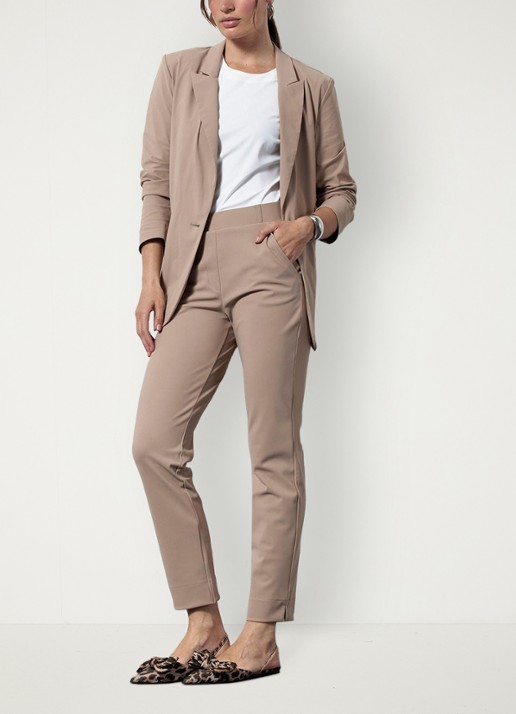 Studio Anneloes Anne high waist slim fit pantalon met steekzakken - detail 4 lichtbruin