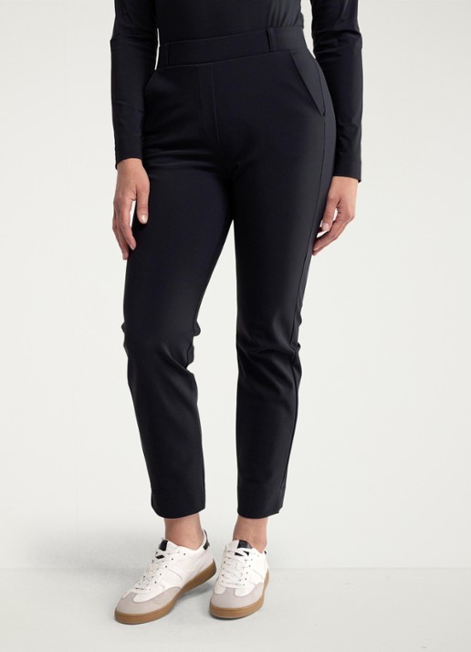 Studio Anneloes Anne mid waist cropped tapered fit pantalon met steekzakken