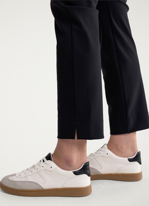 Studio Anneloes Anne mid waist cropped tapered fit pantalon met steekzakken - detail 5 zwart