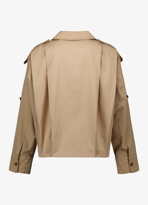 Studio Anneloes Atlas cropped single breasted trenchcoat met geplooid detail