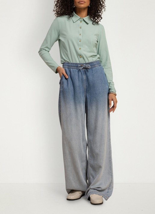 Studio Anneloes Bente loose fit jeans met trekkoord - voorkant 2 indigo