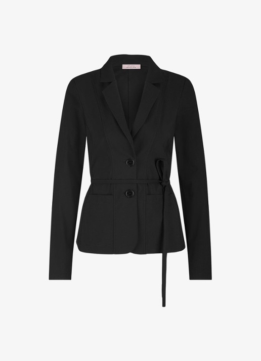 Studio Anneloes Blazer met strikceintuur en paspelzakken - voorkant 4 zwart