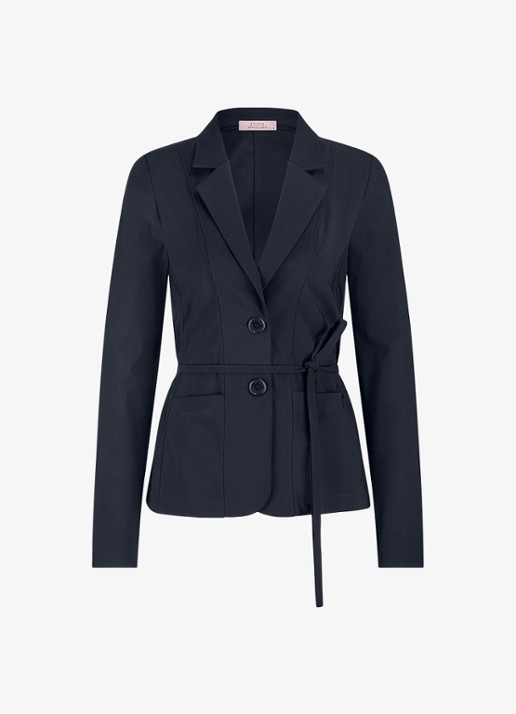 Studio Anneloes Blazer met strikceintuur en paspelzakken - voorkant 4 blauw