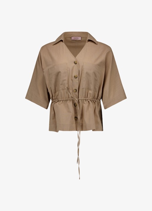 Studio Anneloes Blouse met kraag - voorkant lichtbruin