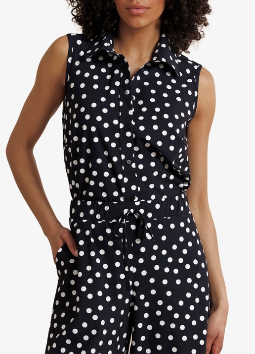 Studio Anneloes Bobby Dot mouwloze blouse met stippenstrip - detail multicolor