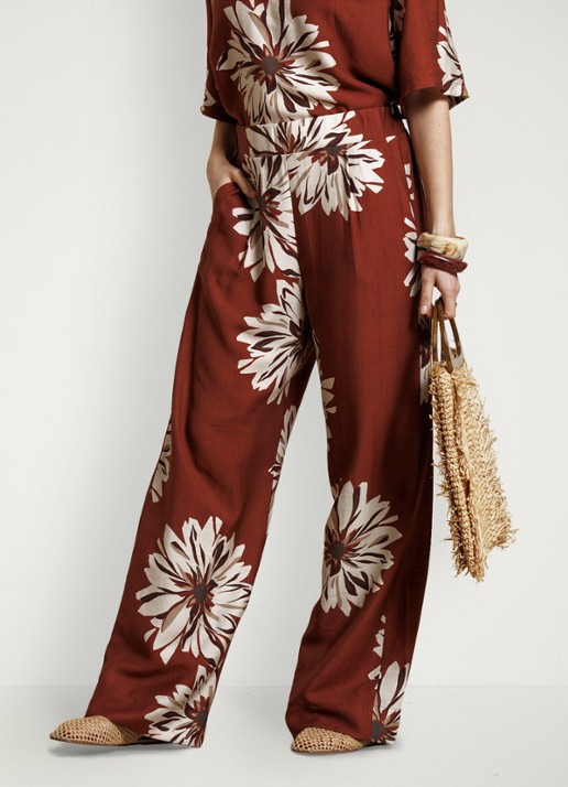 Studio Anneloes Bruce high waist wide fit palazzo broek met bloemenprint
