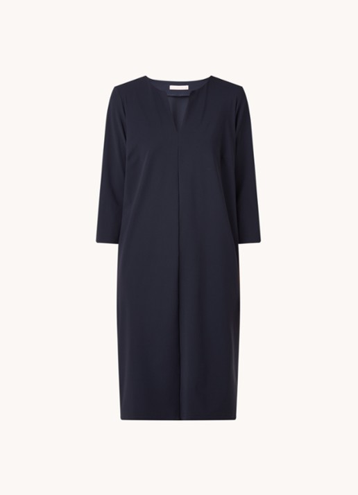 Studio Anneloes Caro mini tuniekjurk van travelstof met steekzakken - voorkant 2 donkerblauw