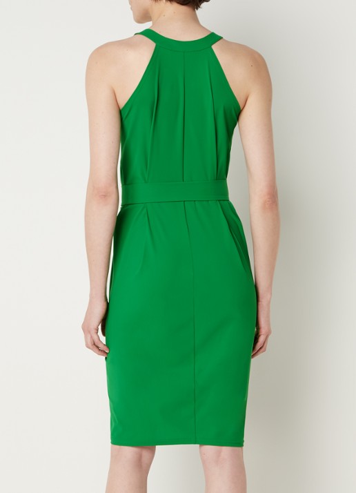 Studio Anneloes Carry mini jurk van travelstof met strikceintuur - achterkant groen