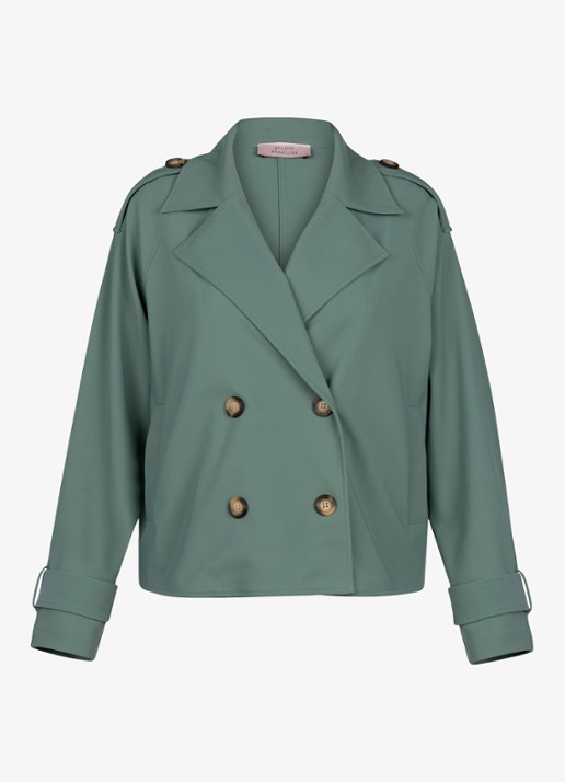 Studio Anneloes Cato trenchcoat met steekzakken - voorkant groen