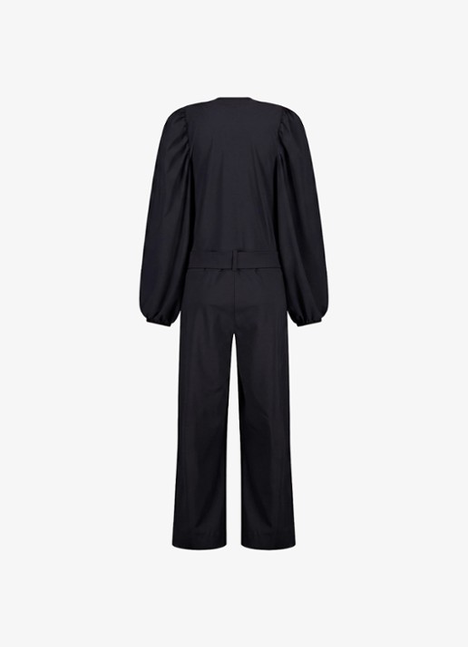 Studio Anneloes Cherie straight fit jumpsuit met strikceintuur - achterkant 2 zwart