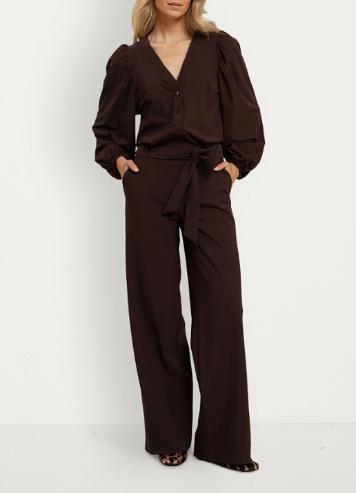 Studio Anneloes Cherie straight fit jumpsuit met strikceintuur