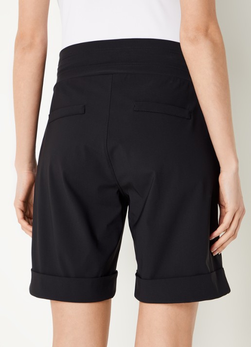 Studio Anneloes City mid waist wide fit korte broek van travelstof - achterkant 2 zwart