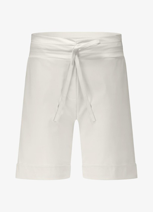 Studio Anneloes City mid waist wide fit korte broek van travelstof - voorkant gebroken wit