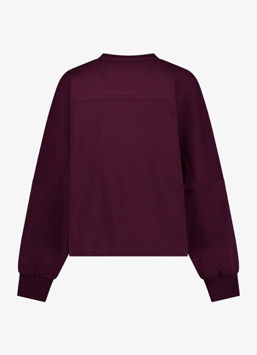 Studio Anneloes Costa ls round neck sweater - achterkant 3 aubergine