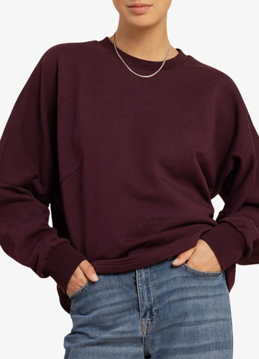 Studio Anneloes Costa ls round neck sweater - detail aubergine