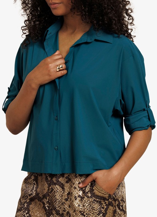 Studio Anneloes Doriam blouse met kraag - detail 3 zeegroen