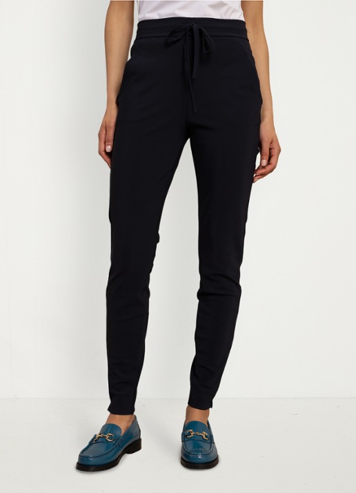 Studio Anneloes Downstairs high waist slim fit pantalon met trekkoord