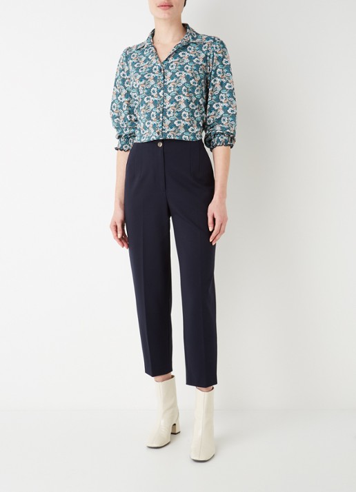 Studio Anneloes Edey blouse van travelstof met bloemenprint - voorkant 3 mint