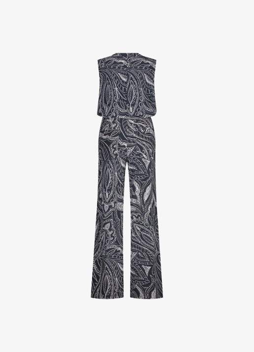 Studio Anneloes Ellis wide fit jumpsuit met print en steekzakken - achterkant 4 donkerblauw