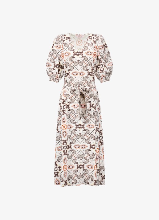 Studio Anneloes Emira maxi jurk met pofmouw en strikceintuur