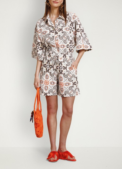Studio Anneloes Fabienne blouse met paisley print - voorkant 3 creme