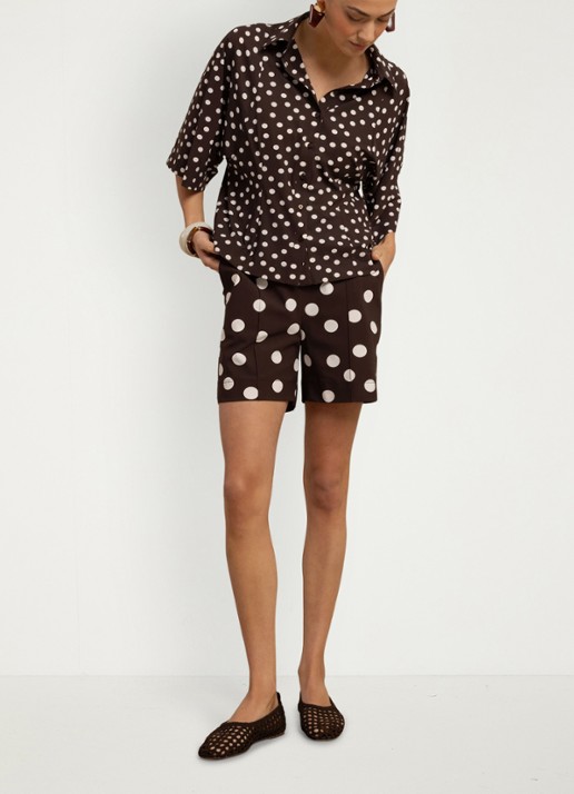 Studio Anneloes Fabienne blouse met stippenprint - detail 5 bruin