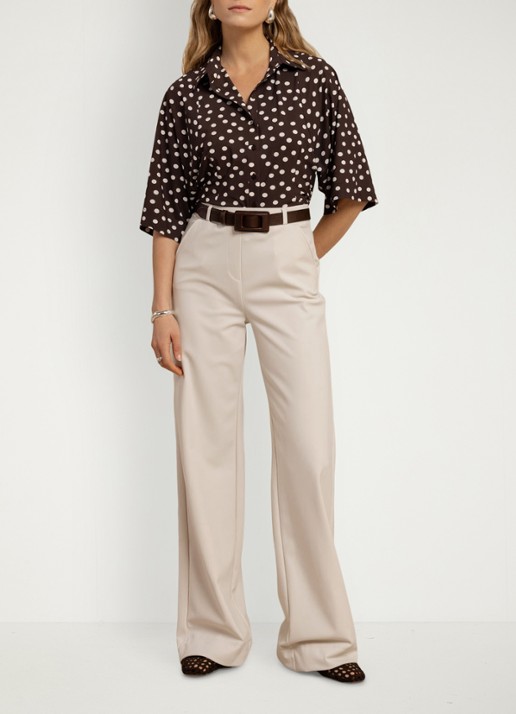 Studio Anneloes Fabienne blouse met stippenprint - voorkant 2 bruin