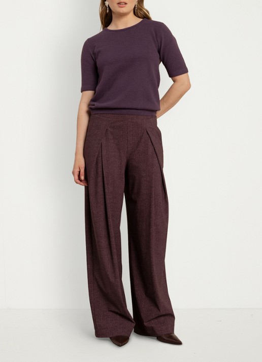 Studio Anneloes Felica fijngebreide pullover met ronde hals - voorkant 5 paars