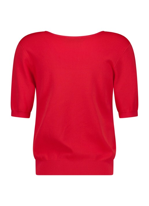 Studio Anneloes Fijngebreide top met V-hals - detail rood
