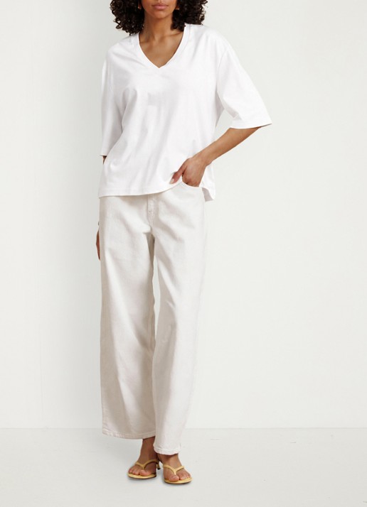 Studio Anneloes Fiore T-shirt met V-hals - voorkant 4 wit