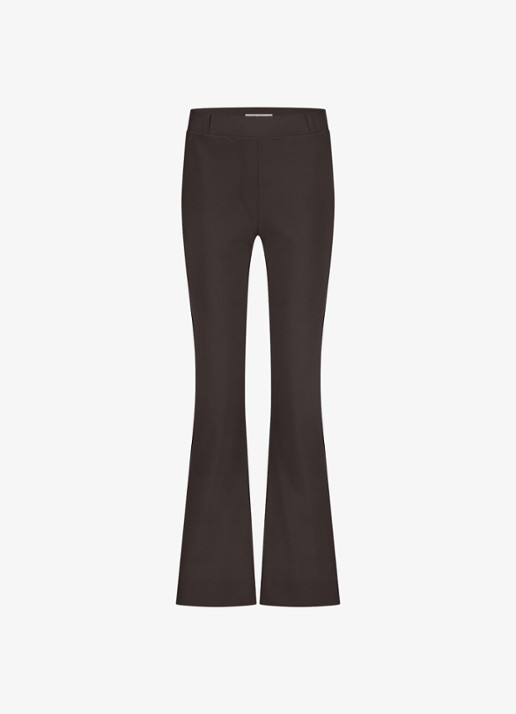 Studio Anneloes Flair high waist slim fit pantalon met steekzakken - voorkant 4 bruin