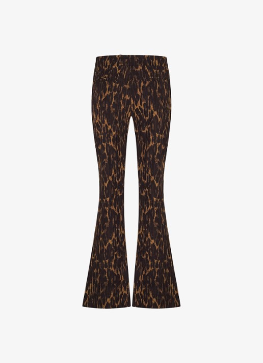 Studio Anneloes Flair mid waist flared fit broek met dierenprint - achterkant 5 oranjebruin